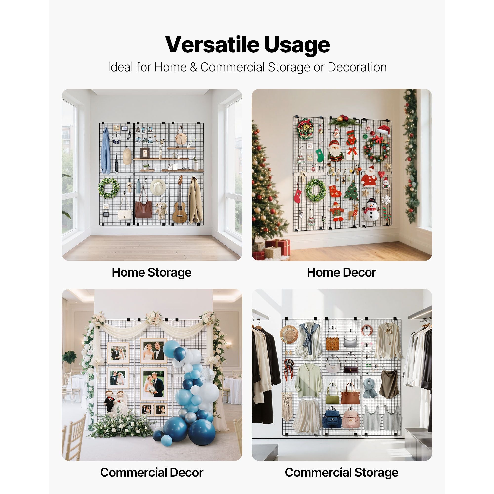3 Packs Grid Wall Panels, Wire Grid Panels Display Rack, Wall-Mounted Art Display Shelf, Bl