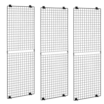3 Packs Grid Wall Panels, Wire Grid Panels Display Rack, Wall-Mounted Art Display Shelf, Bl