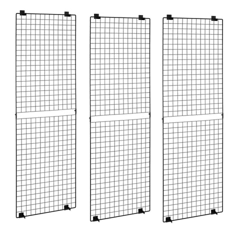 3 Packs Grid Wall Panels, Wire Grid Panels Display Rack, Wall-Mounted Art Display Shelf, Bl