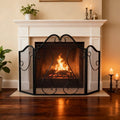 Classic Scroll Three-Panel Folding Fireplace Screen