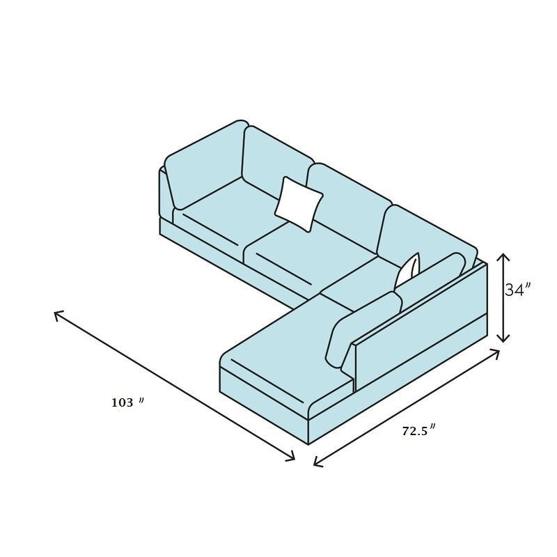 Black Left-Facing Sectional with Storage Ottoman