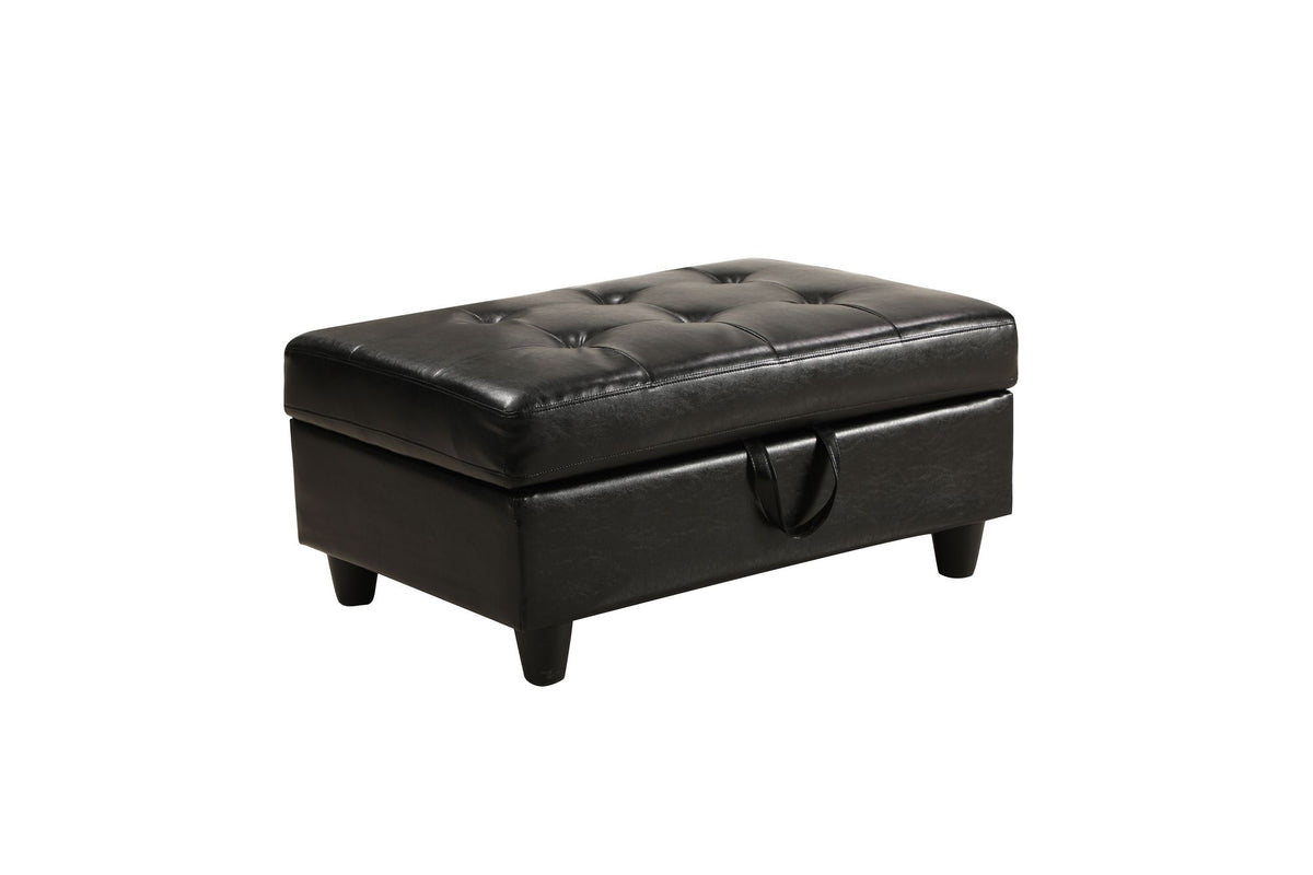 Black Left-Facing Sectional with Storage Ottoman