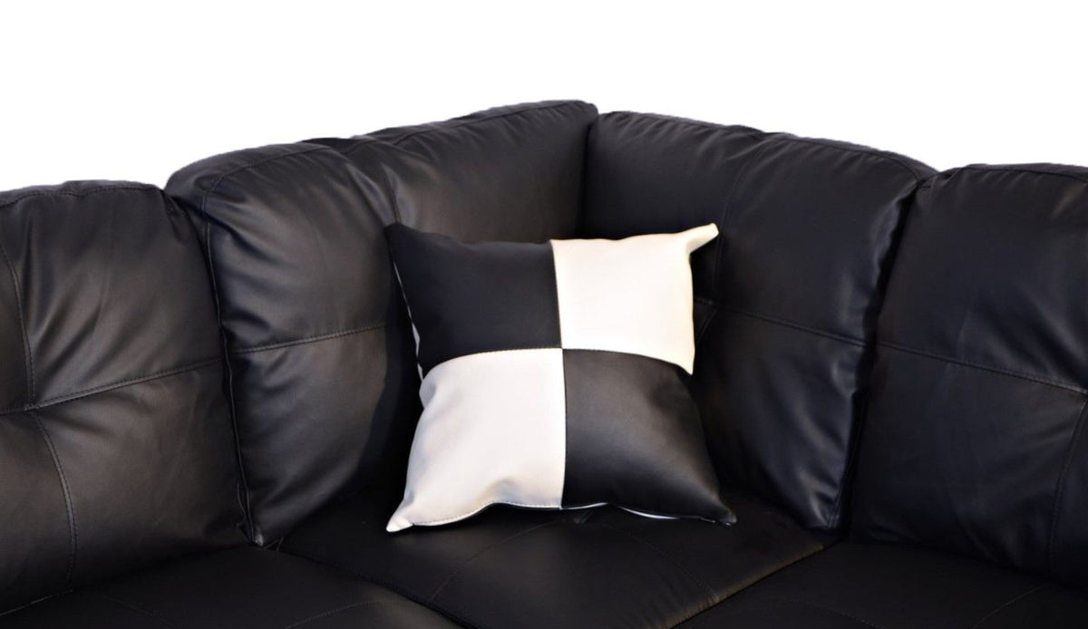 Black Left-Facing Sectional with Storage Ottoman