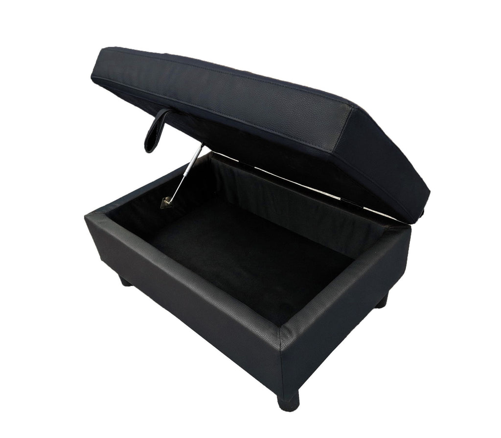 Black Left-Facing Sectional with Storage Ottoman
