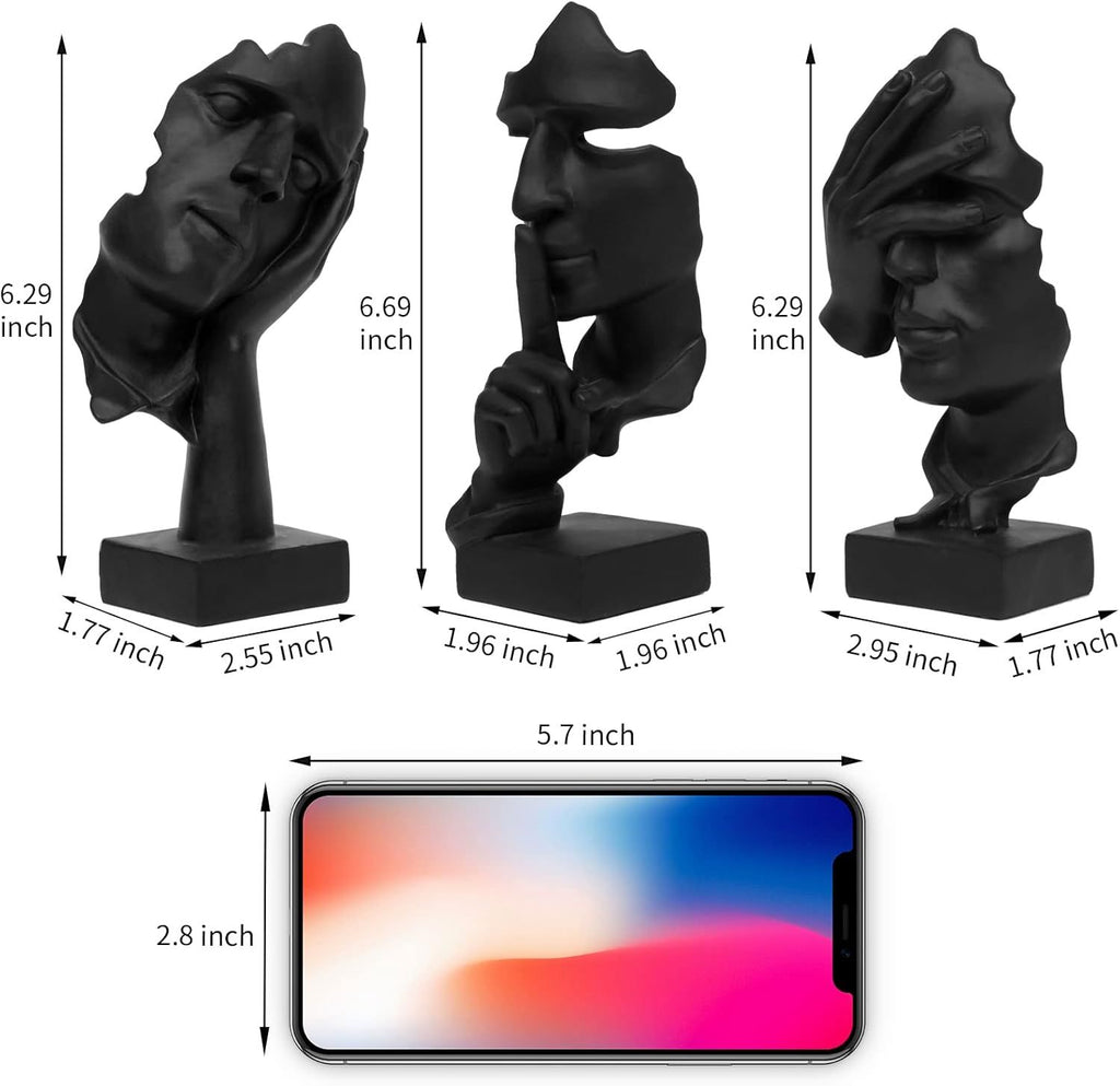 No Hear, No See, No Speak Thinker Statue Set for Desks
