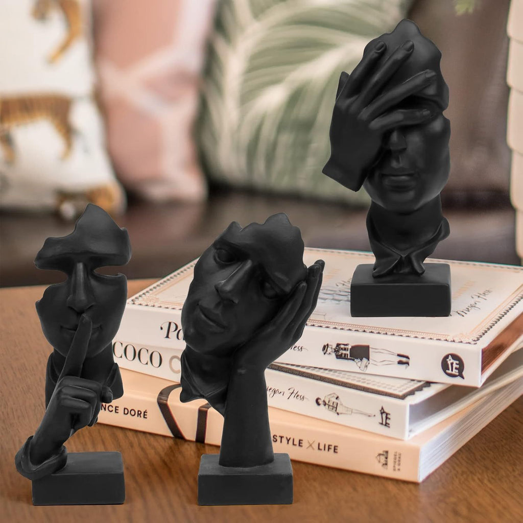 No Hear, No See, No Speak Thinker Statue Set for Desks