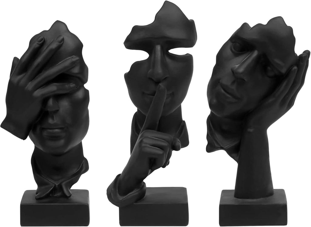 No Hear, No See, No Speak Thinker Statue Set for Desks