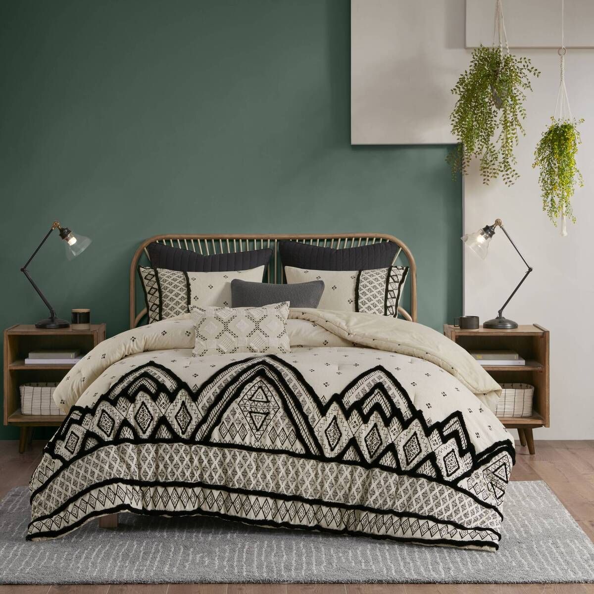 Natural Diamond Print Modern Boho Comforter Set