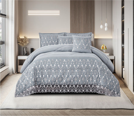 3-Piece Lace Embroidered Bedding Set - Queen/King/Cal King, 9 Colors