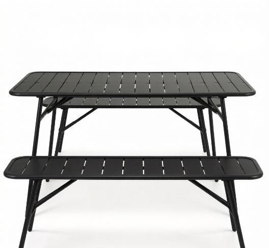 3-Piece Outdoor Dining Set with Coffee Table and 2 Benches for Backyard Patio
