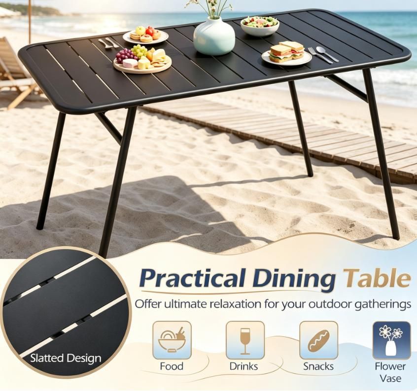 3-Piece Outdoor Dining Set with Coffee Table and 2 Benches for Backyard Patio