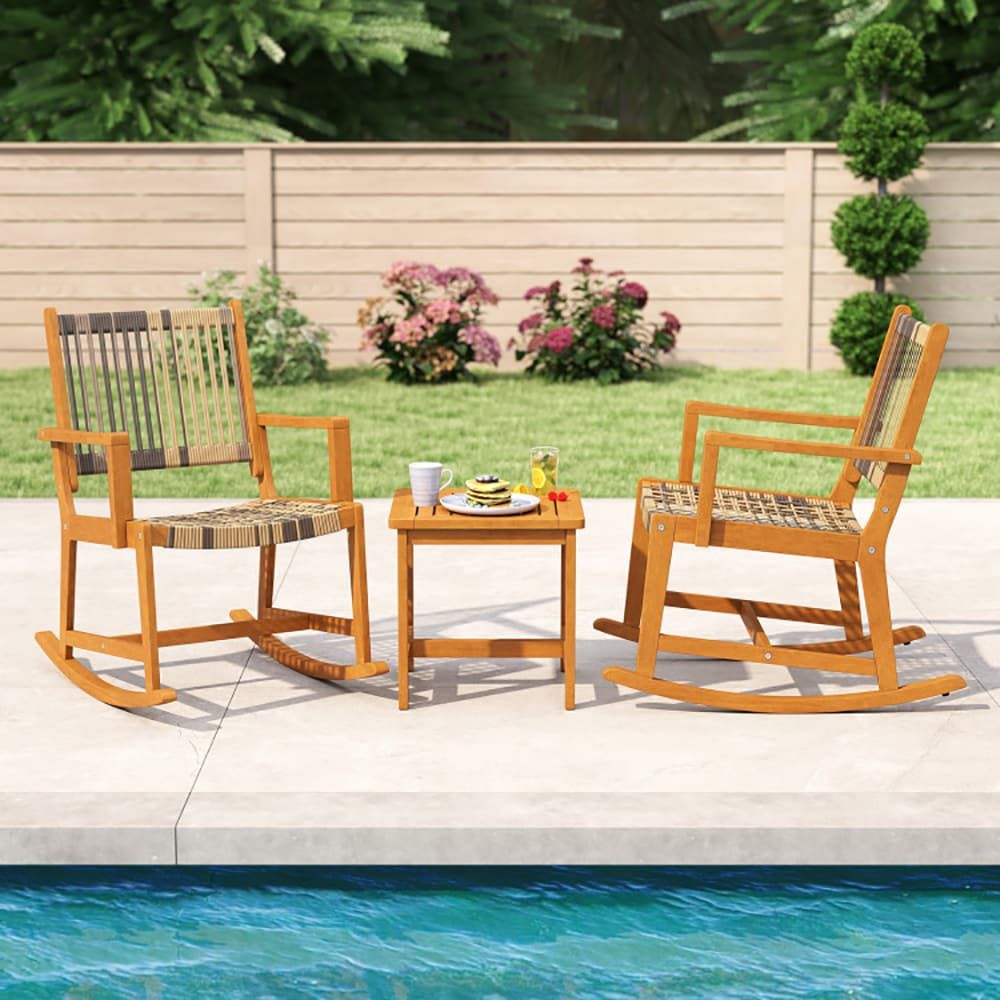 3-Piece Outdoor Patio Rocking Bistro Set with Comfortable Seating