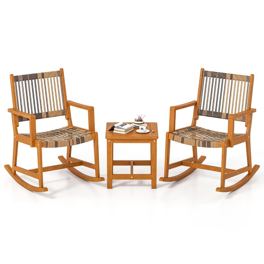 3-Piece Outdoor Patio Rocking Bistro Set with Comfortable Seating