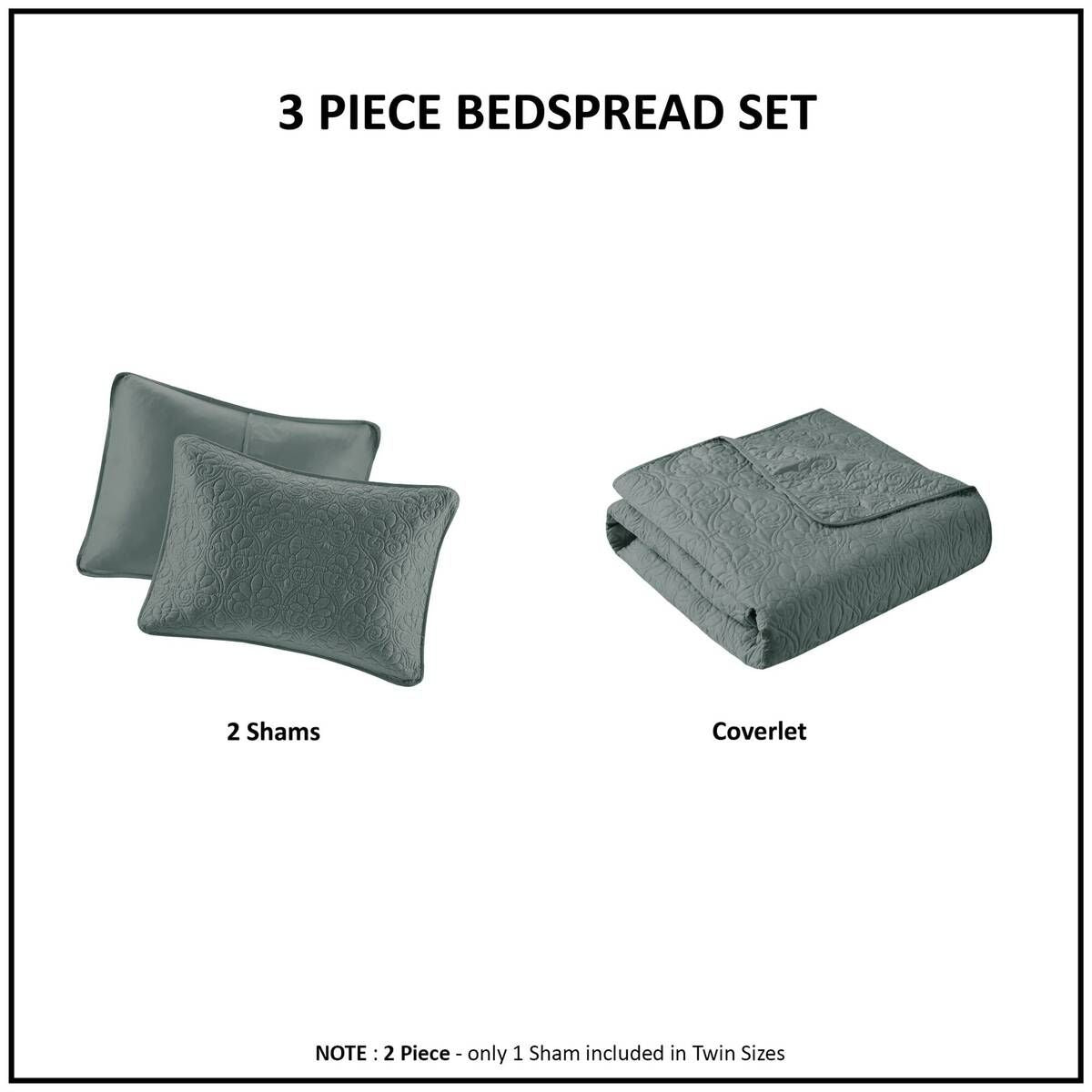 Balsam Green Reversible Quilt Set with Patterned Stitching