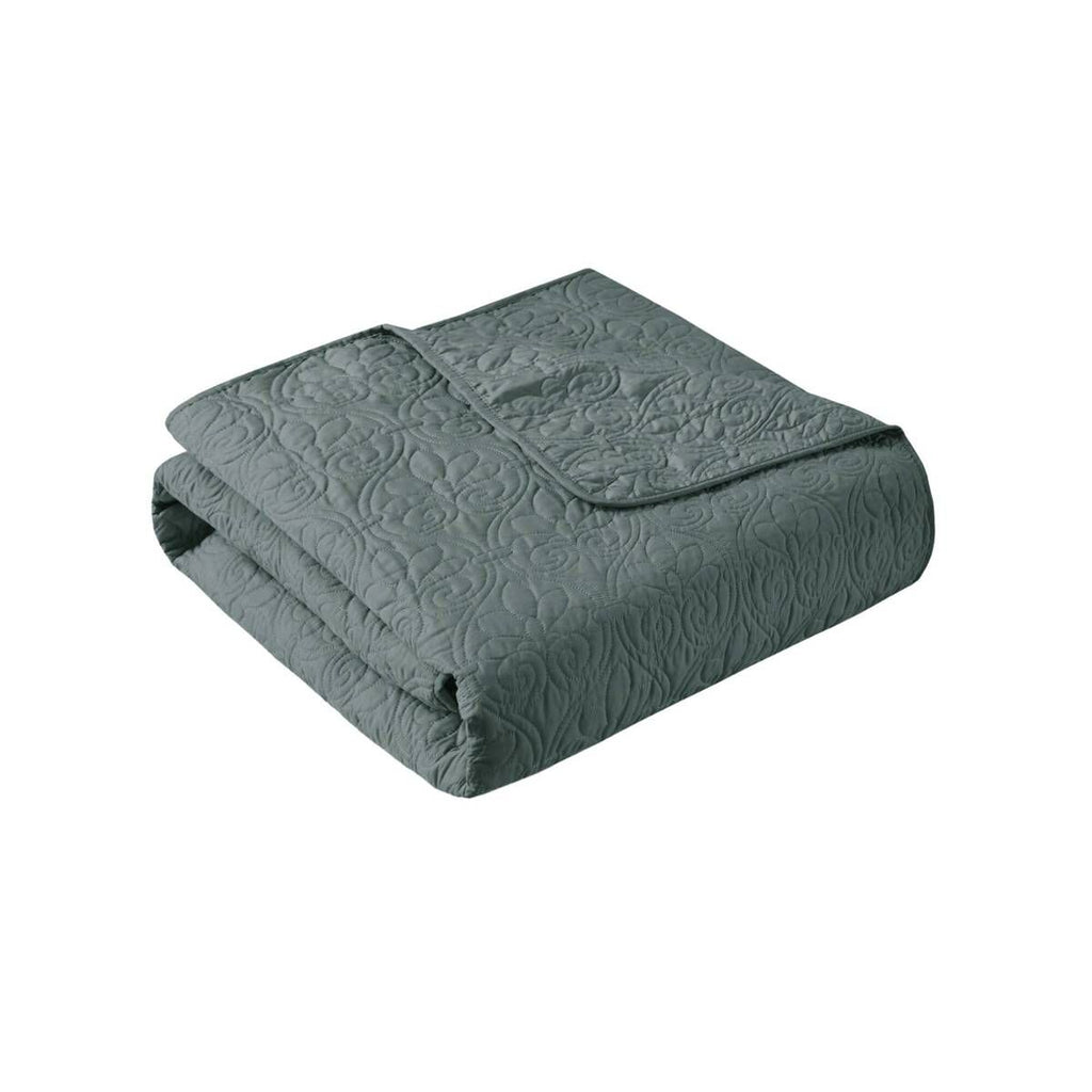 Balsam Green Reversible Quilt Set with Patterned Stitching
