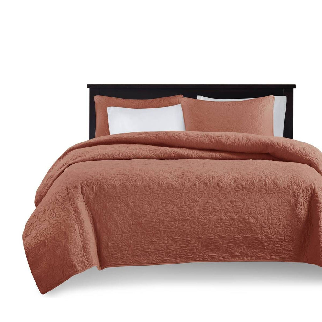 3 Piece Reversible Quilt Set Clay Red Full/Queen