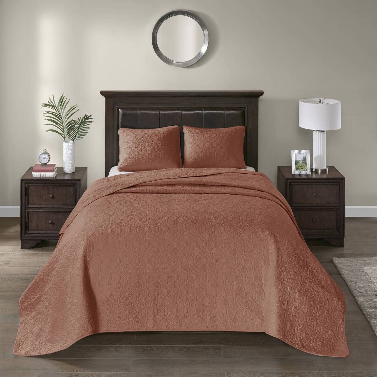 3 Piece Reversible Quilt Set Clay Red Full/Queen