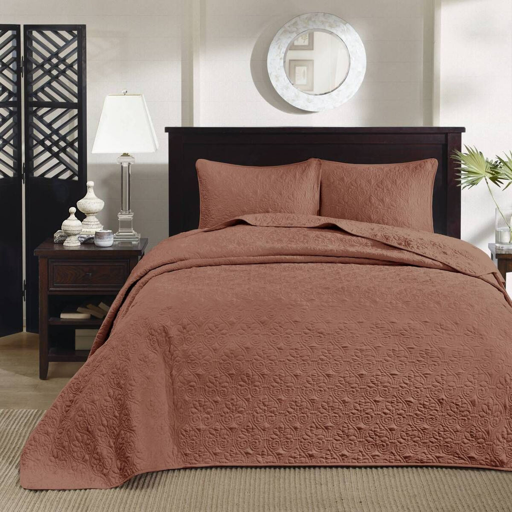 3 Piece Reversible Quilt Set Clay Red Full/Queen