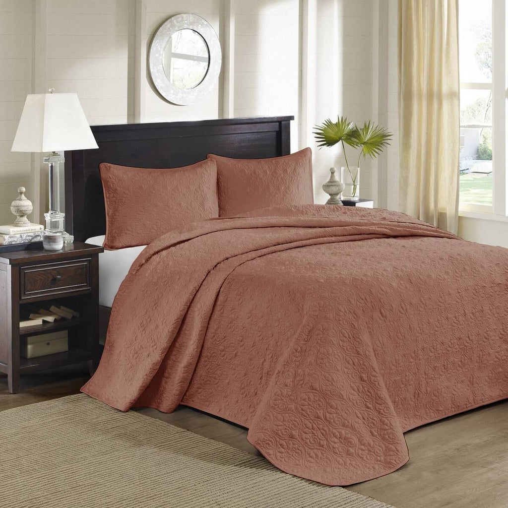 3 Piece Reversible Quilt Set Clay Red Full/Queen