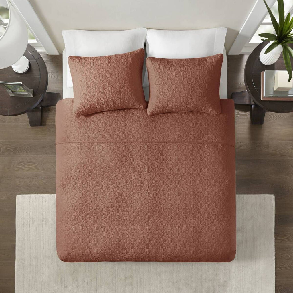 3 Piece Reversible Quilt Set Clay Red Full/Queen