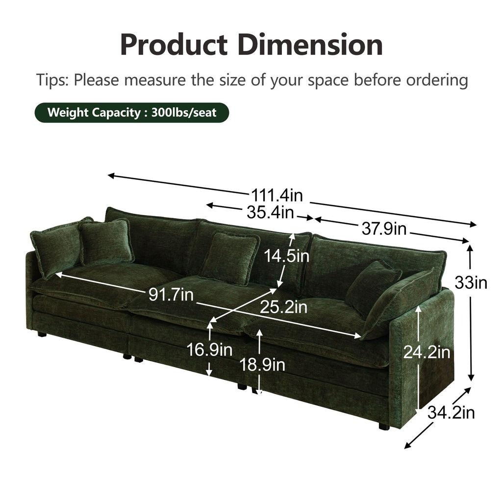 Flexible 3-Piece Sofa Set: 2 Two-Seaters & 1 Three-Seater for Living Room