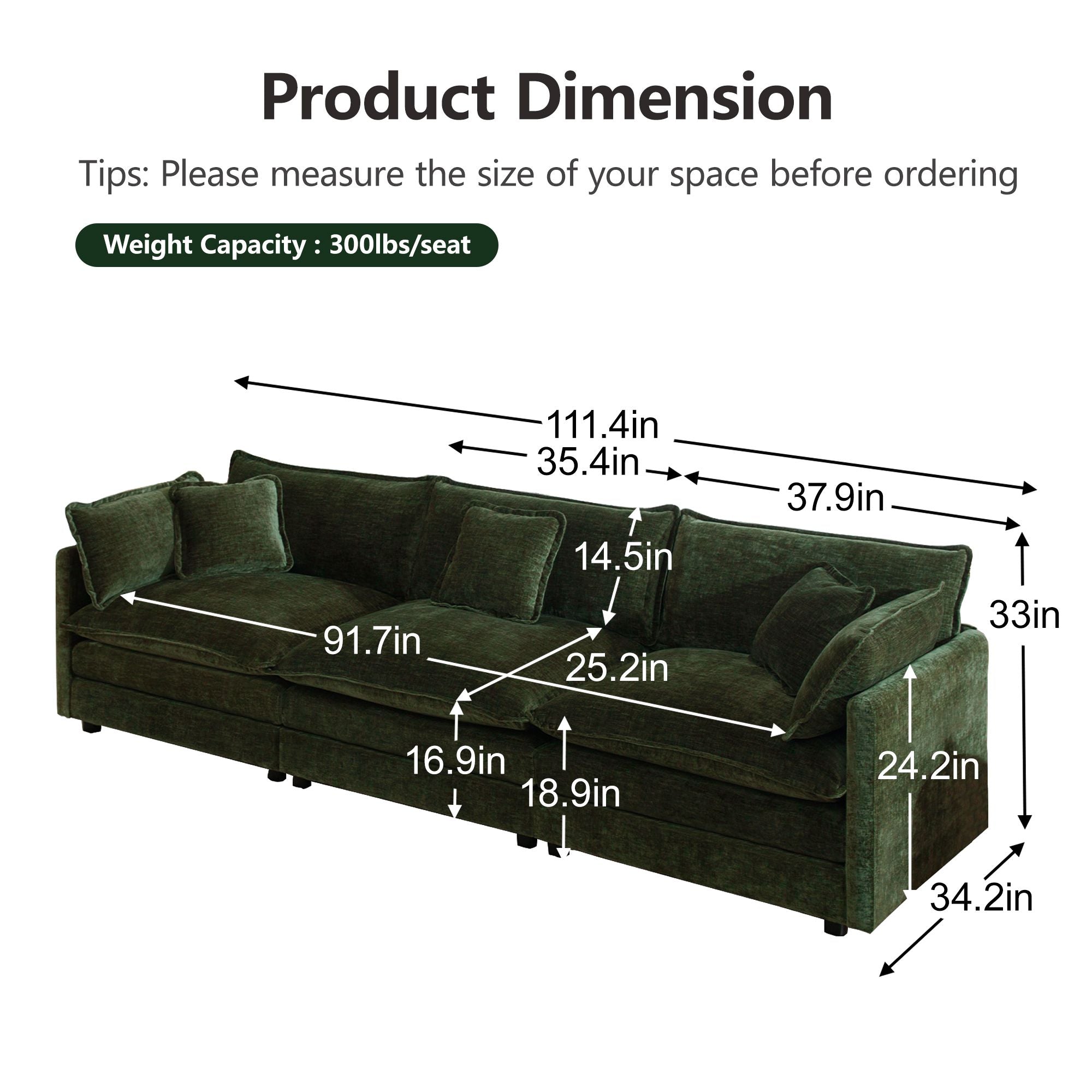 Flexible 3-Piece Sofa Set: 2 Two-Seaters & 1 Three-Seater for Living Room