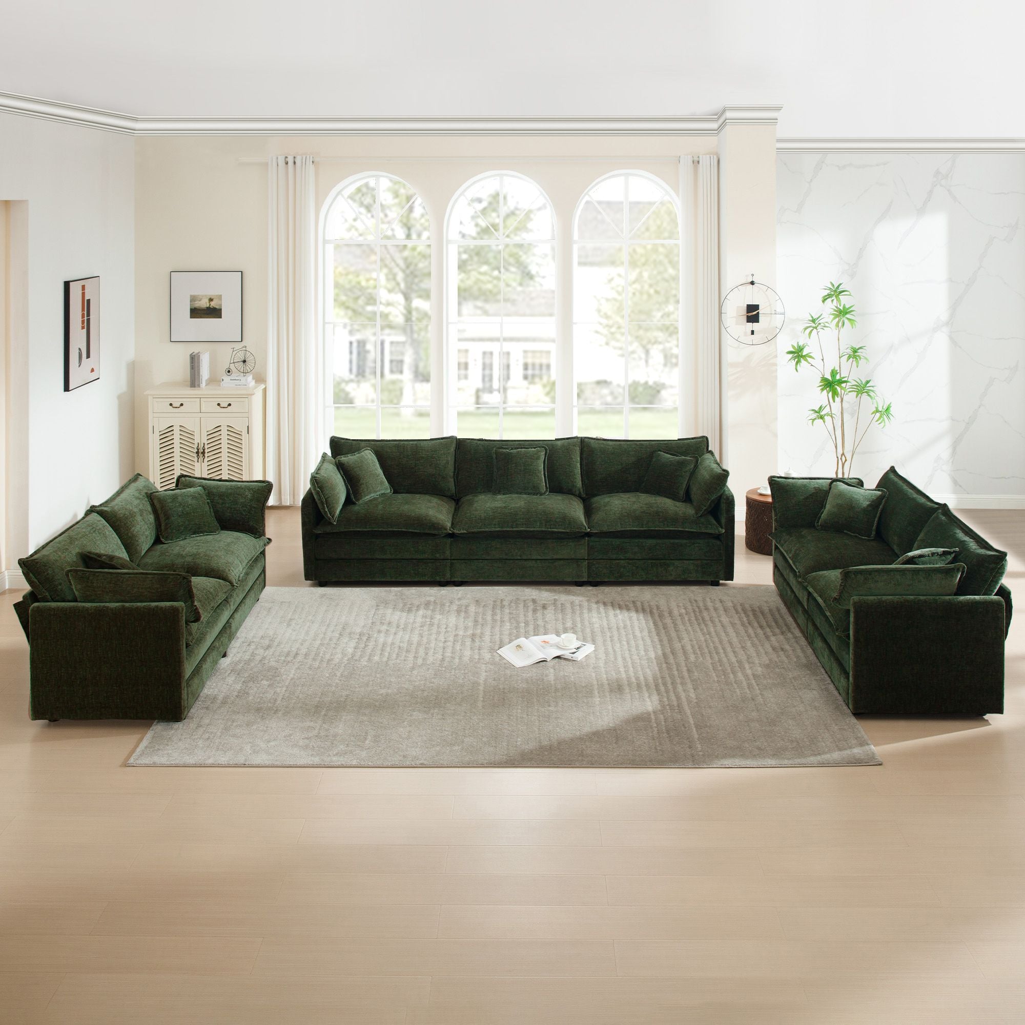 Flexible 3-Piece Sofa Set: 2 Two-Seaters & 1 Three-Seater for Living Room