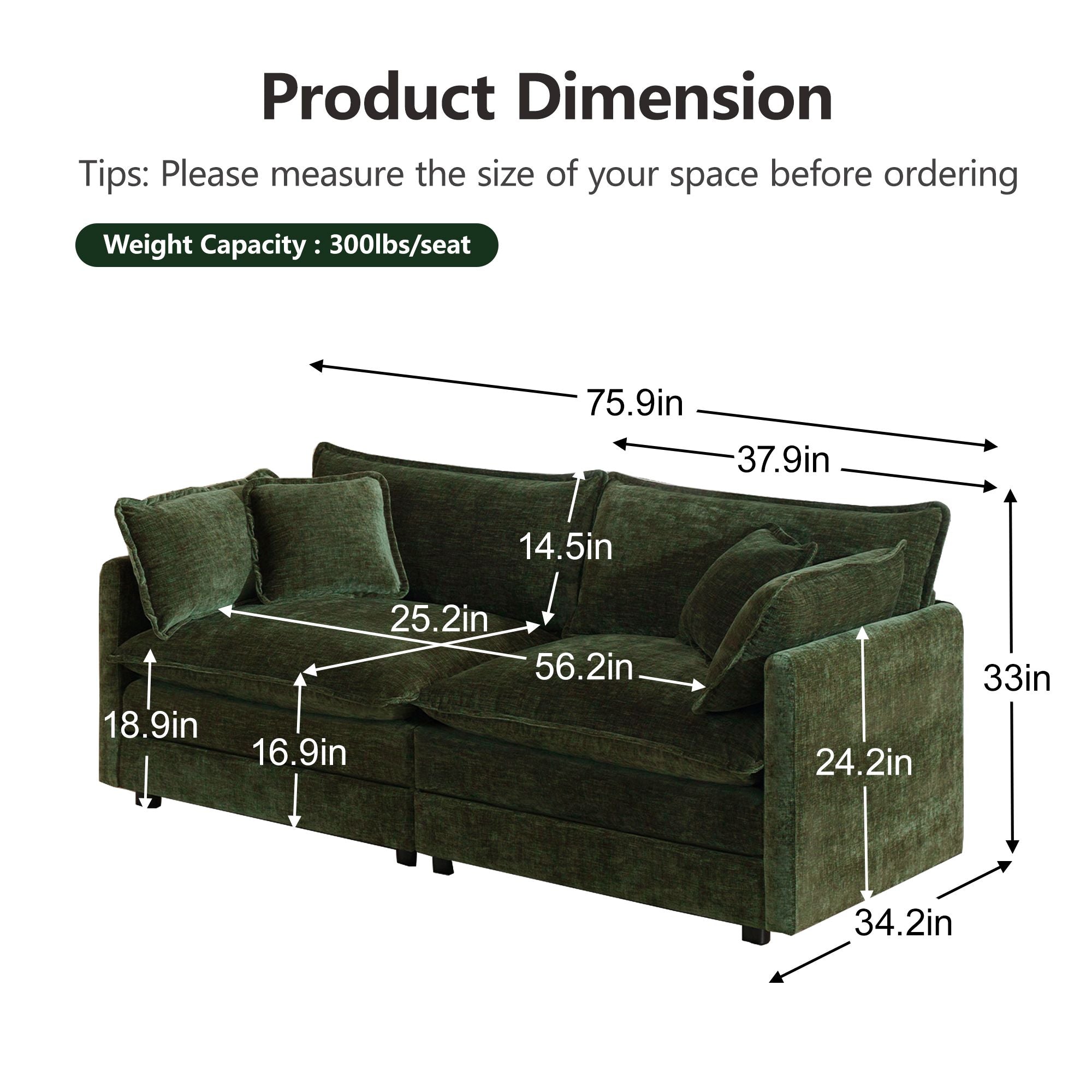 Flexible 3-Piece Sofa Set: 2 Two-Seaters & 1 Three-Seater for Living Room
