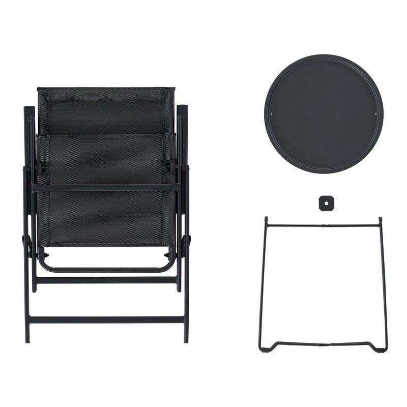 Black Folding Bistro Set for Compact Outdoor Seating