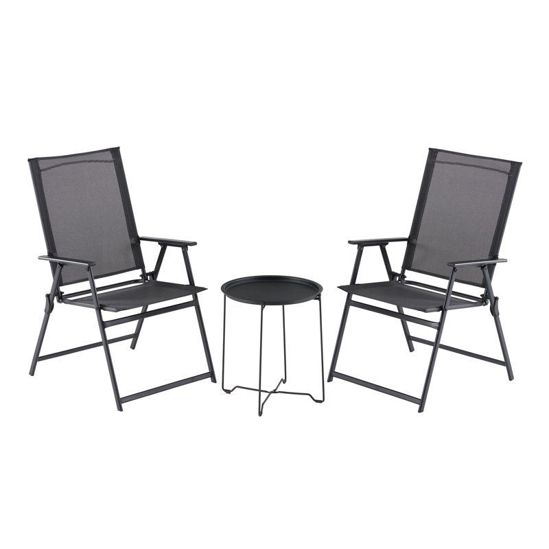 Black Folding Bistro Set for Compact Outdoor Seating