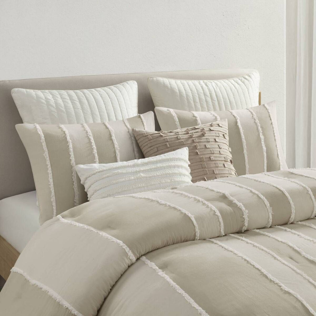Striped Comforter Set with Clip-Jacquard Detail