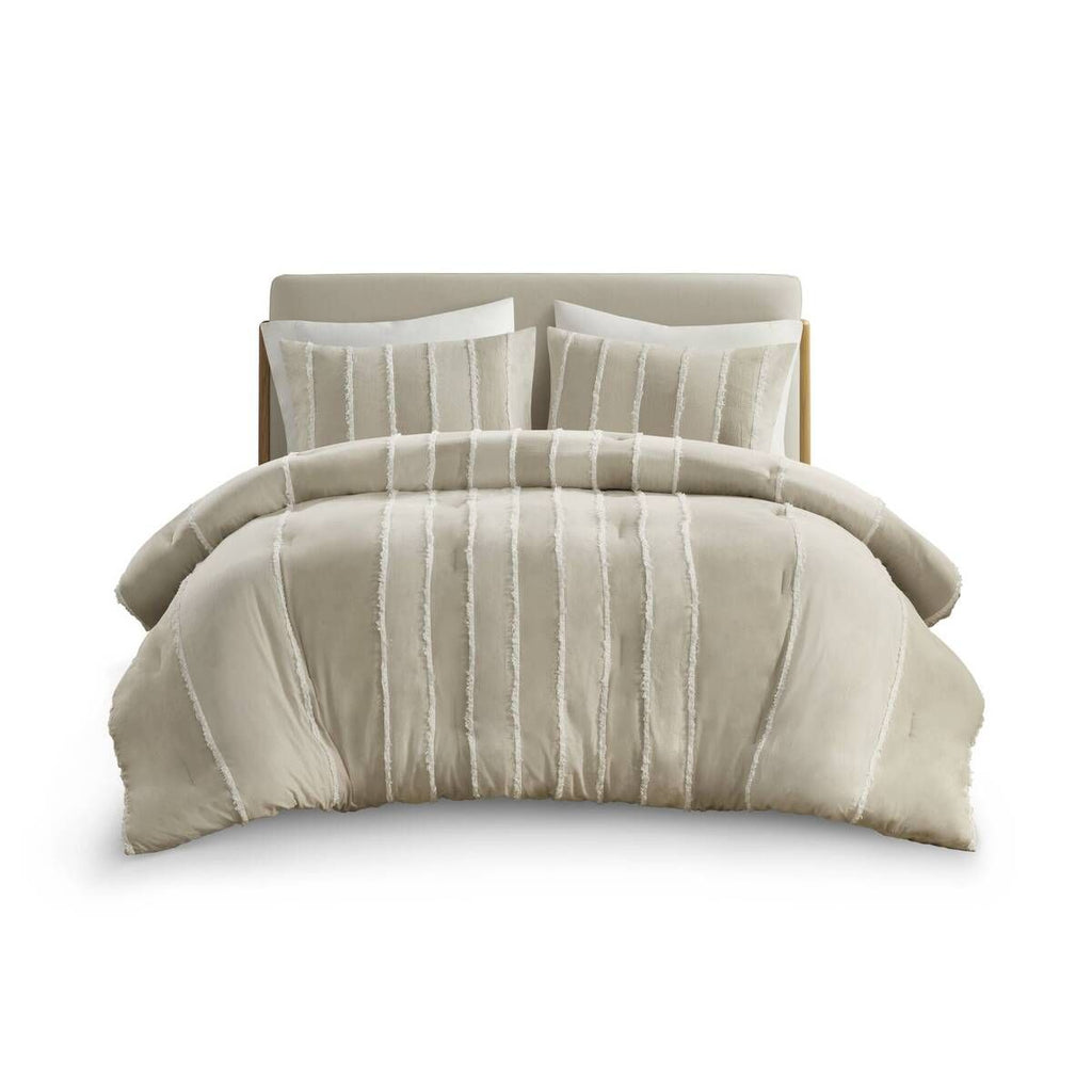 Striped Comforter Set with Clip-Jacquard Detail