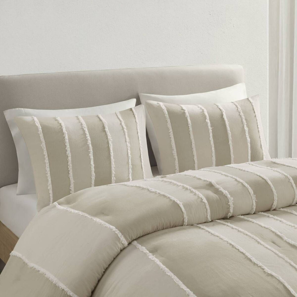 Striped Comforter Set with Clip-Jacquard Detail