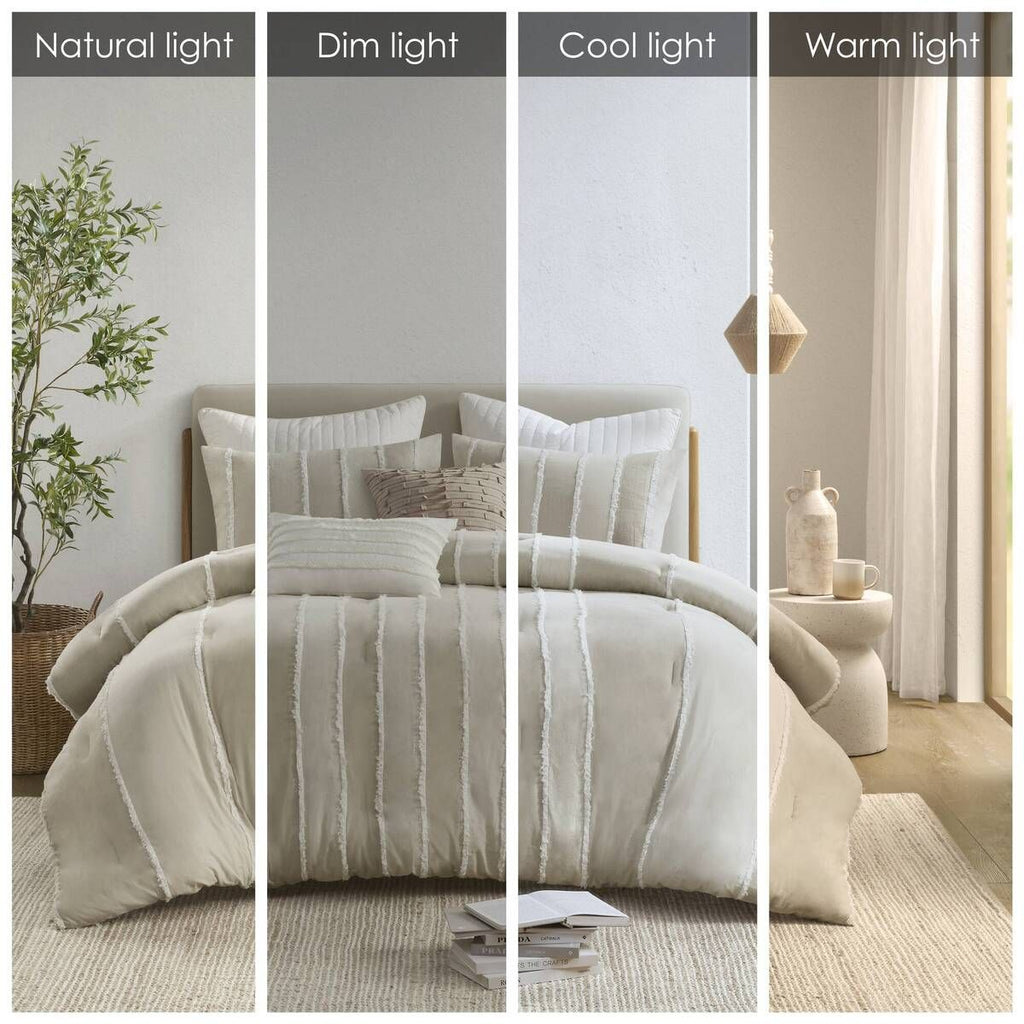 Striped Comforter Set with Clip-Jacquard Detail