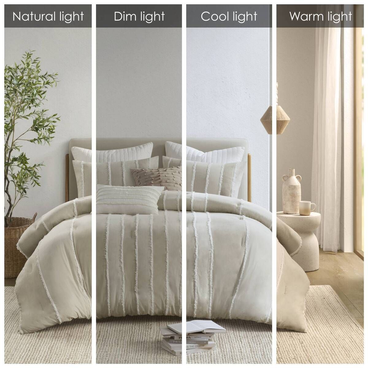 Striped Comforter Set with Clip-Jacquard Detail