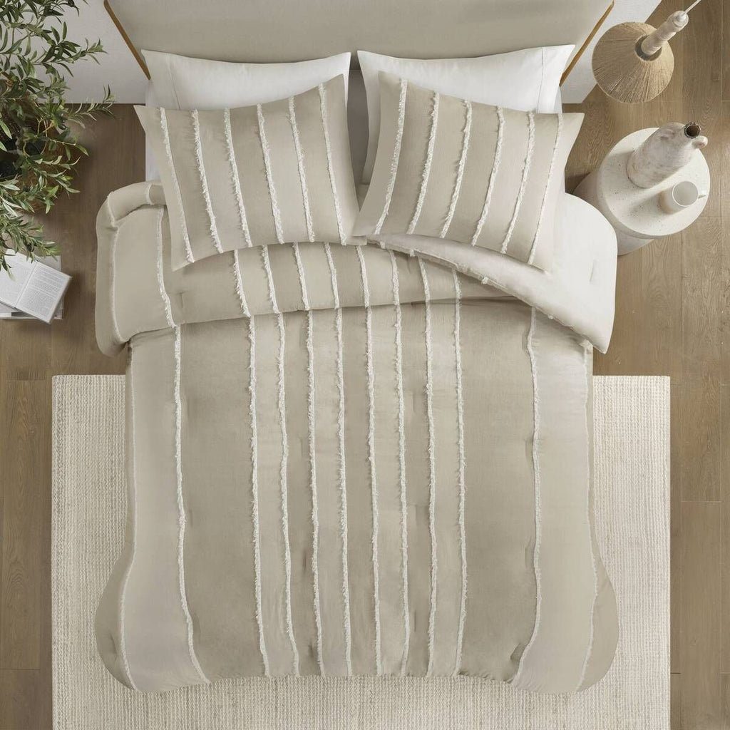 Striped Comforter Set with Clip-Jacquard Detail