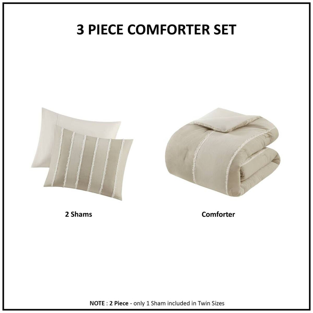 Striped Comforter Set with Clip-Jacquard Detail