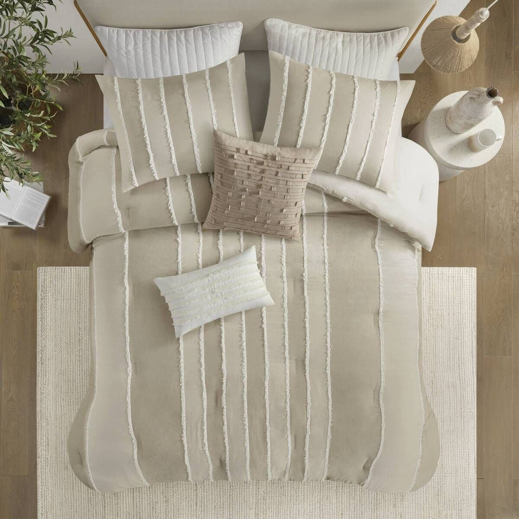 Striped Comforter Set with Clip-Jacquard Detail