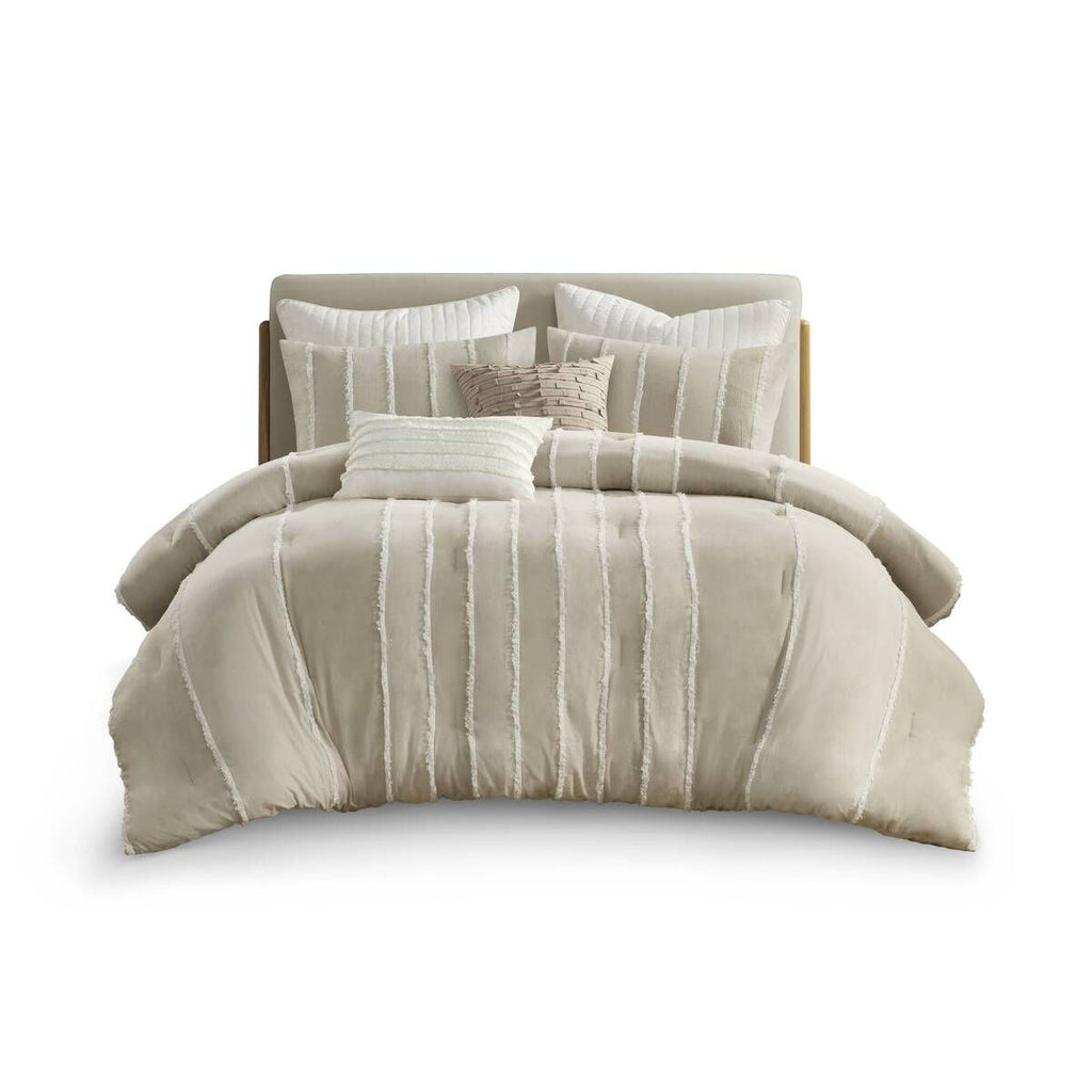 Striped Comforter Set with Clip-Jacquard Detail