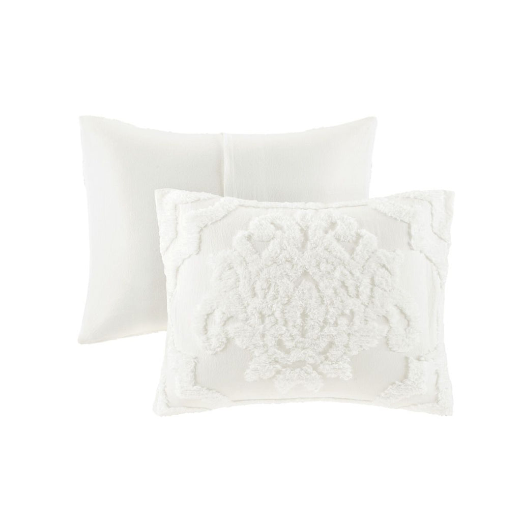 Off-White Tufted Damask Comforter Set