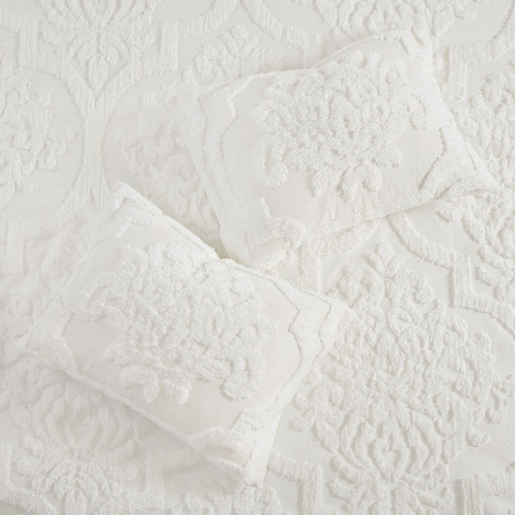 Off-White Tufted Damask Comforter Set
