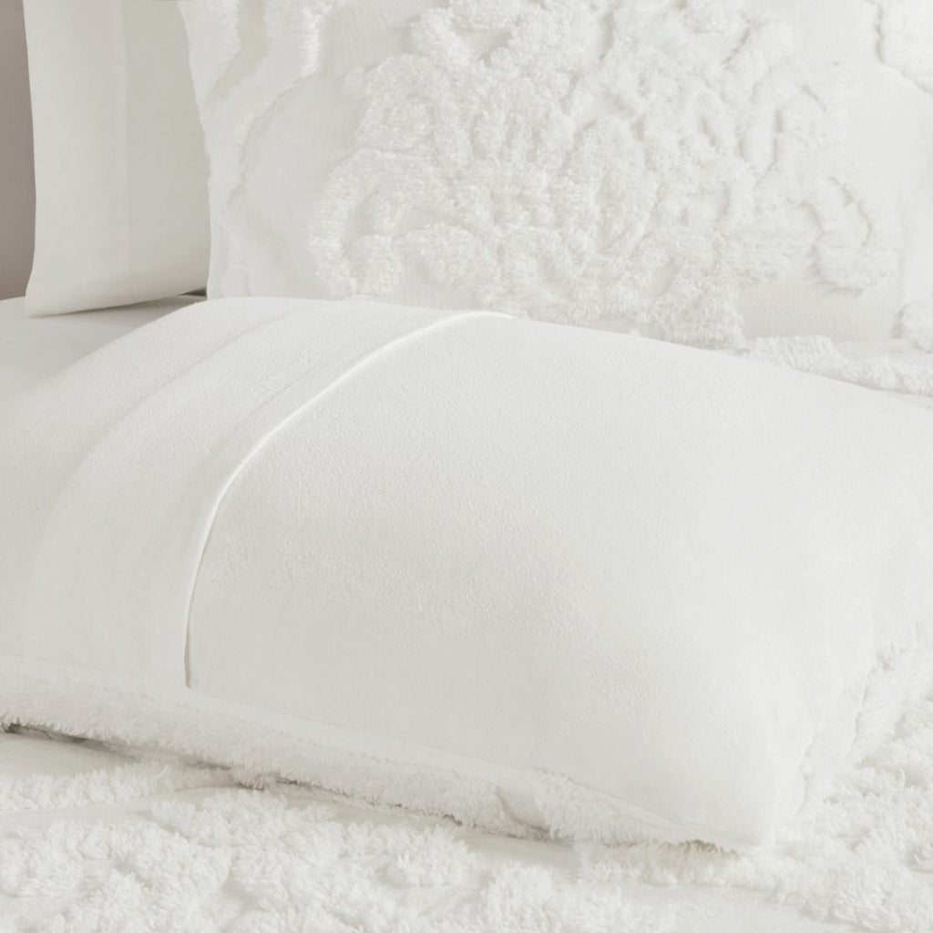 Off-White Tufted Damask Comforter Set
