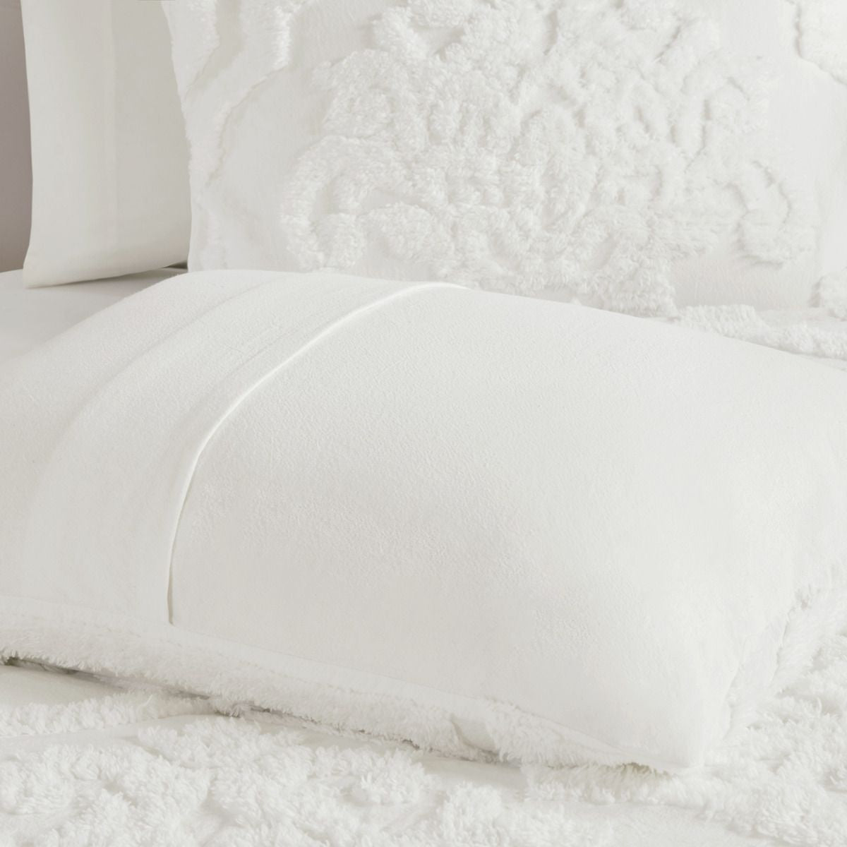 Off-White Tufted Damask Comforter Set