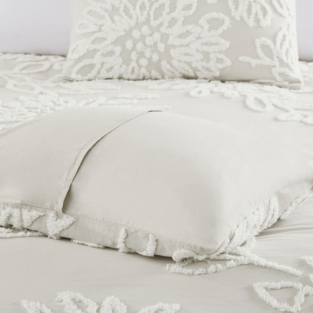 Off-White Tufted Floral Comforter Set