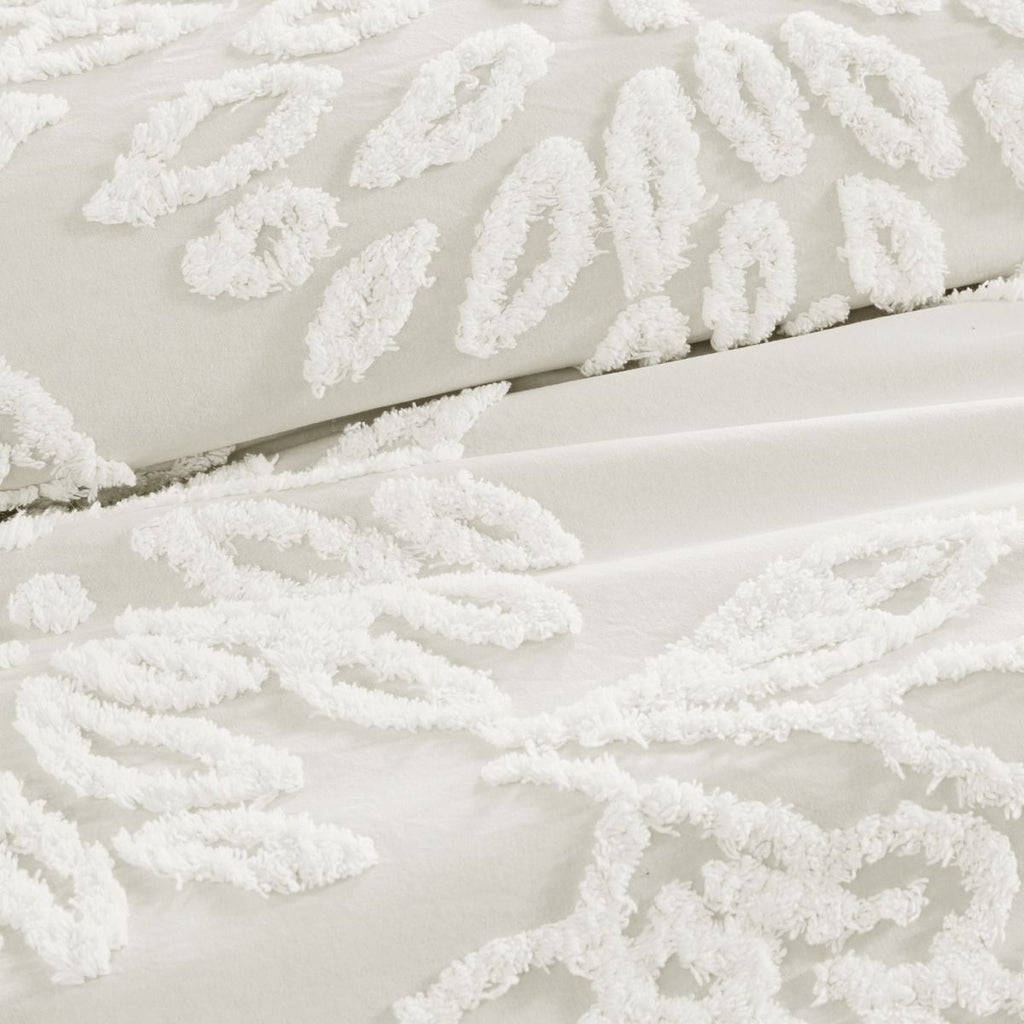 Off-White Tufted Floral Comforter Set