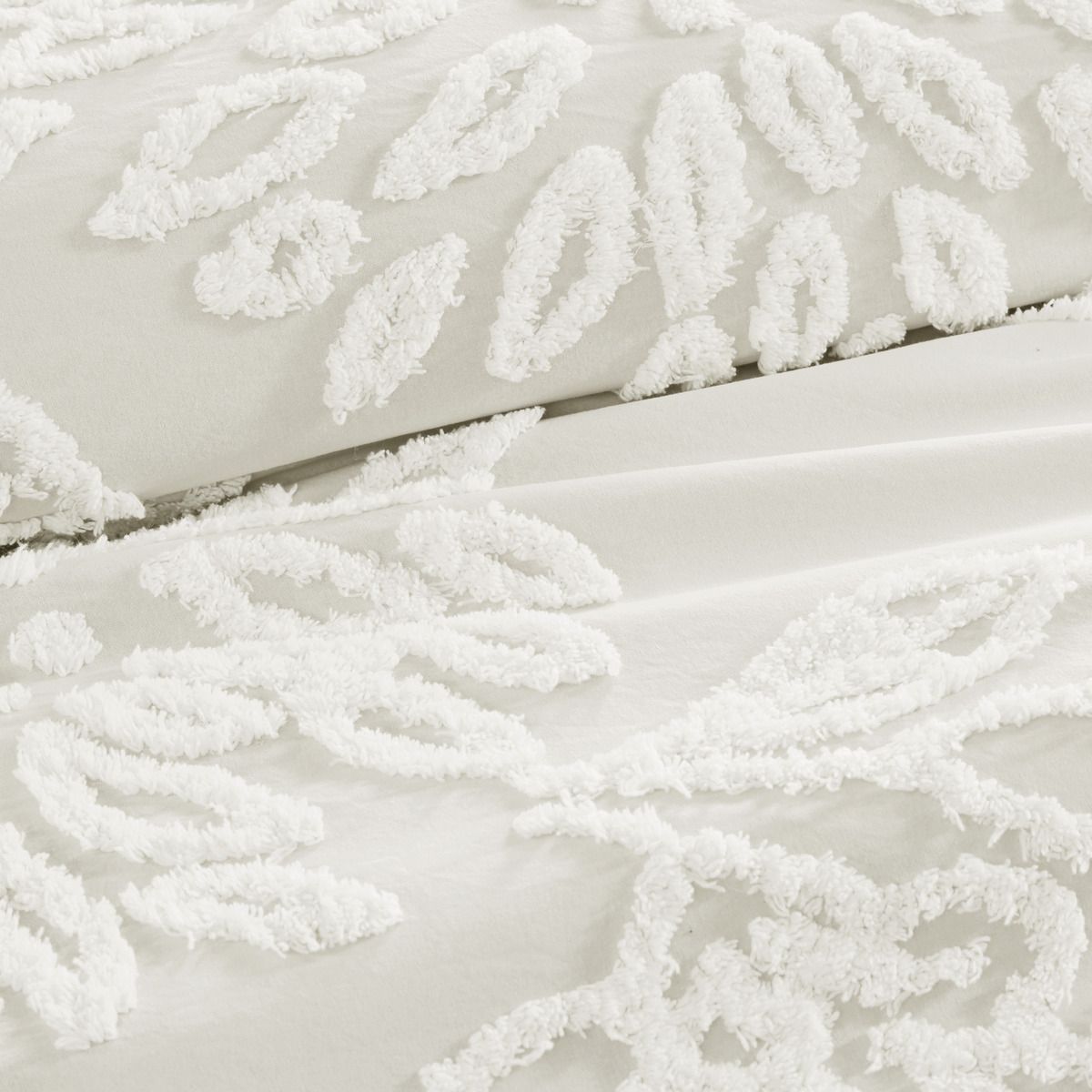 Off-White Tufted Floral Comforter Set