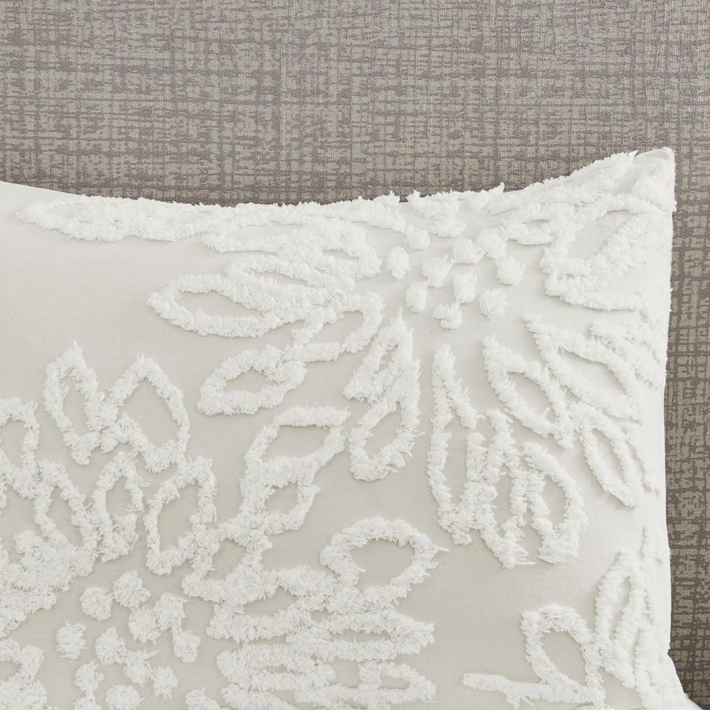 Off-White Tufted Floral Comforter Set