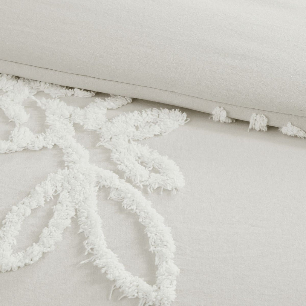 Off-White Tufted Floral Comforter Set