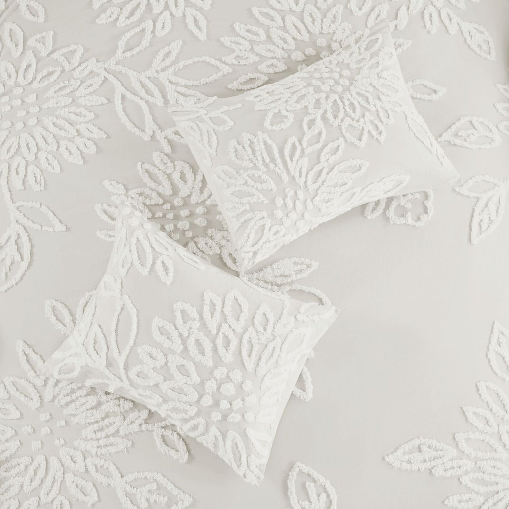 Off-White Tufted Floral Comforter Set