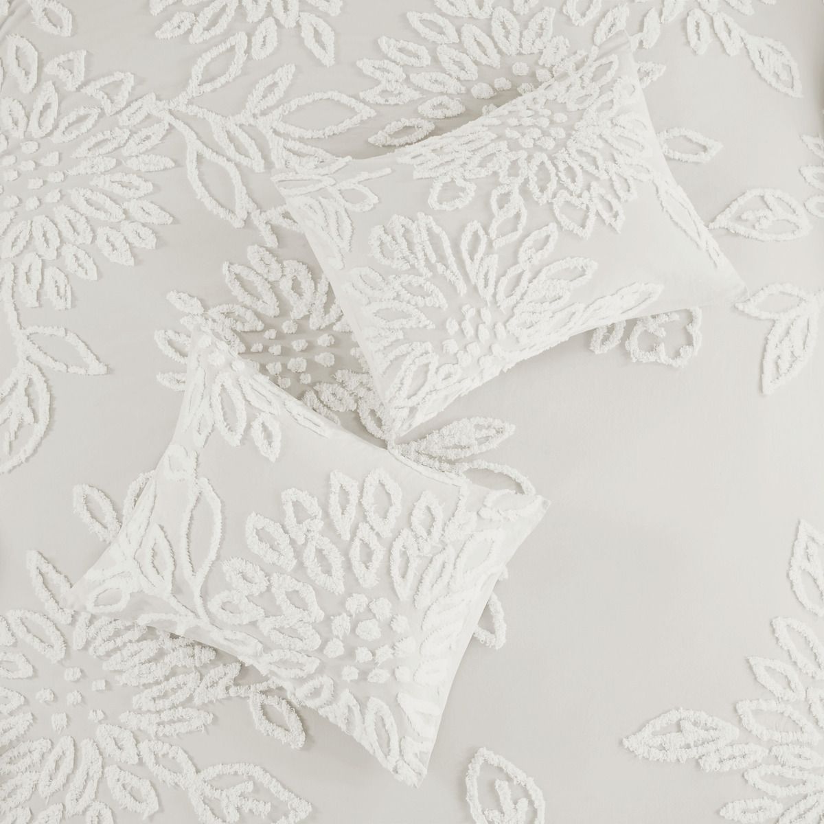 Off-White Tufted Floral Comforter Set